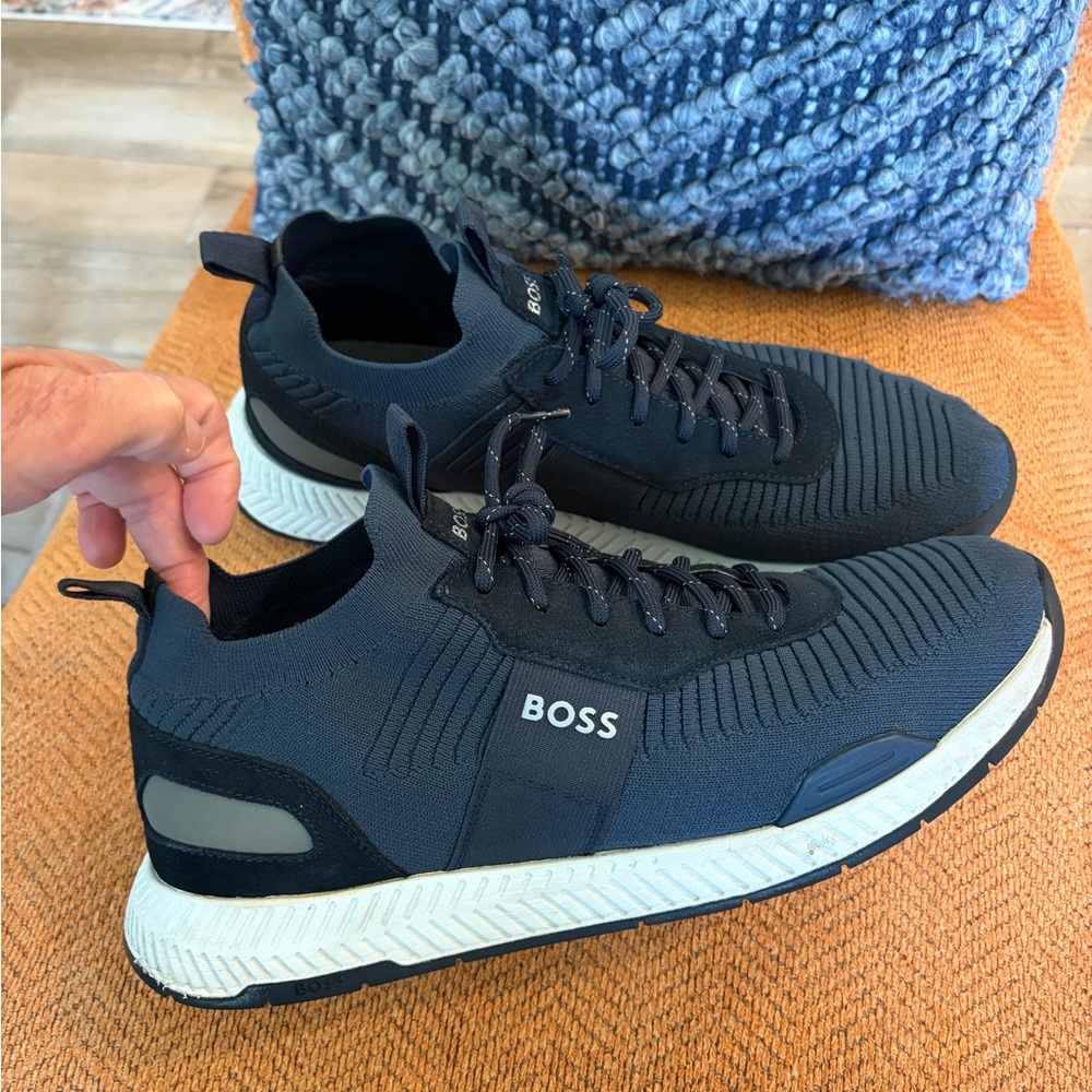 Hugo BOSS Titanium Running Trainers Navy Blue mens 13 46 - Picture 4 of 6